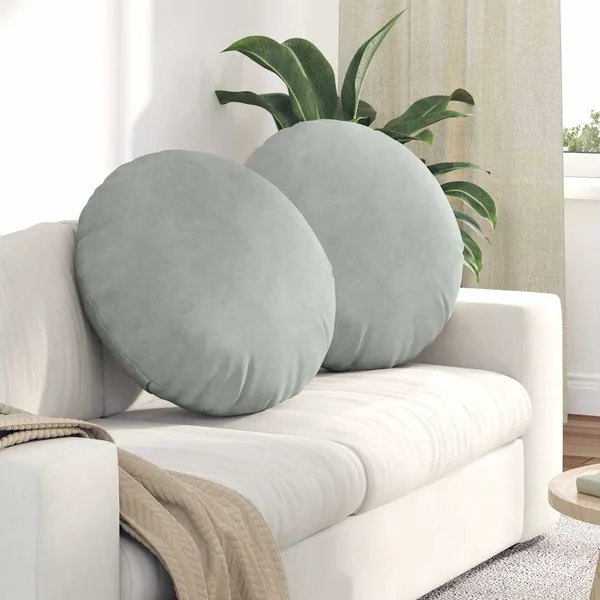 Coussins de siège 2 pcs Gris clair Ø 40 x 13 cm Velours