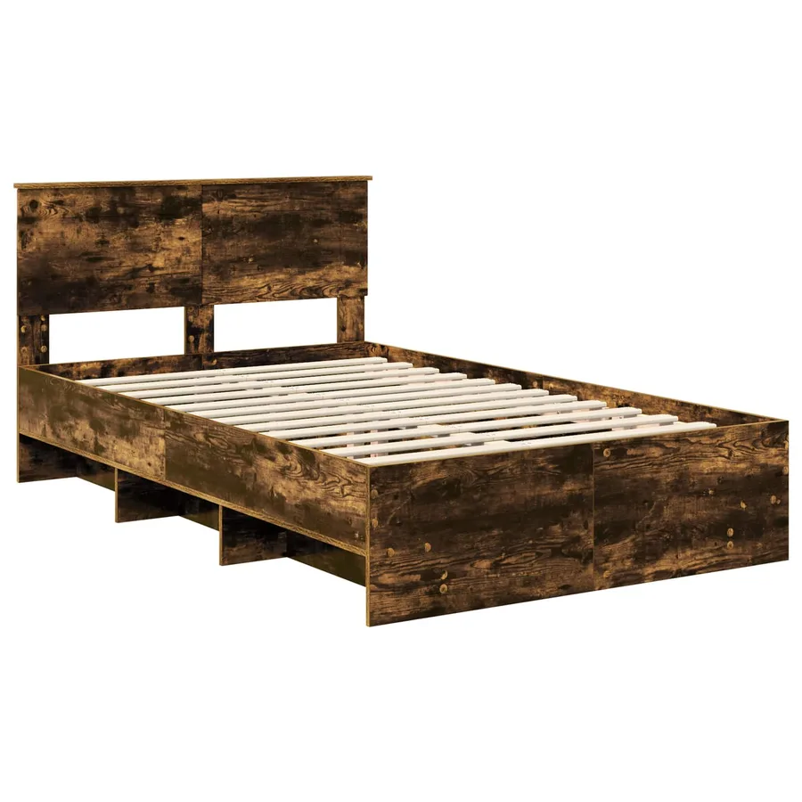 Cadre de lit Chêne fumé 137 x 203 cm Bois d'ingénierie - 4