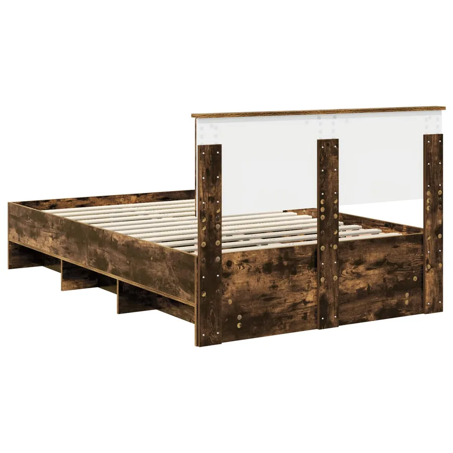 Cadre de lit Chêne fumé 137 x 203 cm Bois d'ingénierie - 9