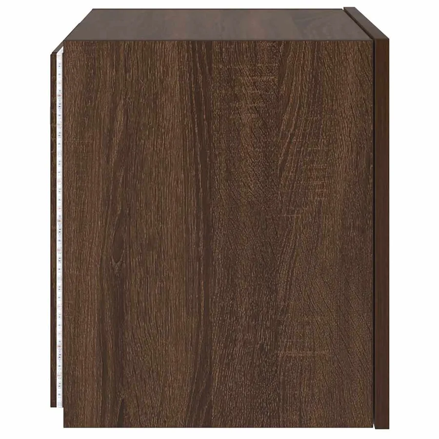 Meubles TV muraux lumières LED 2 pcs chêne marron 40,5x35x40 cm - 12