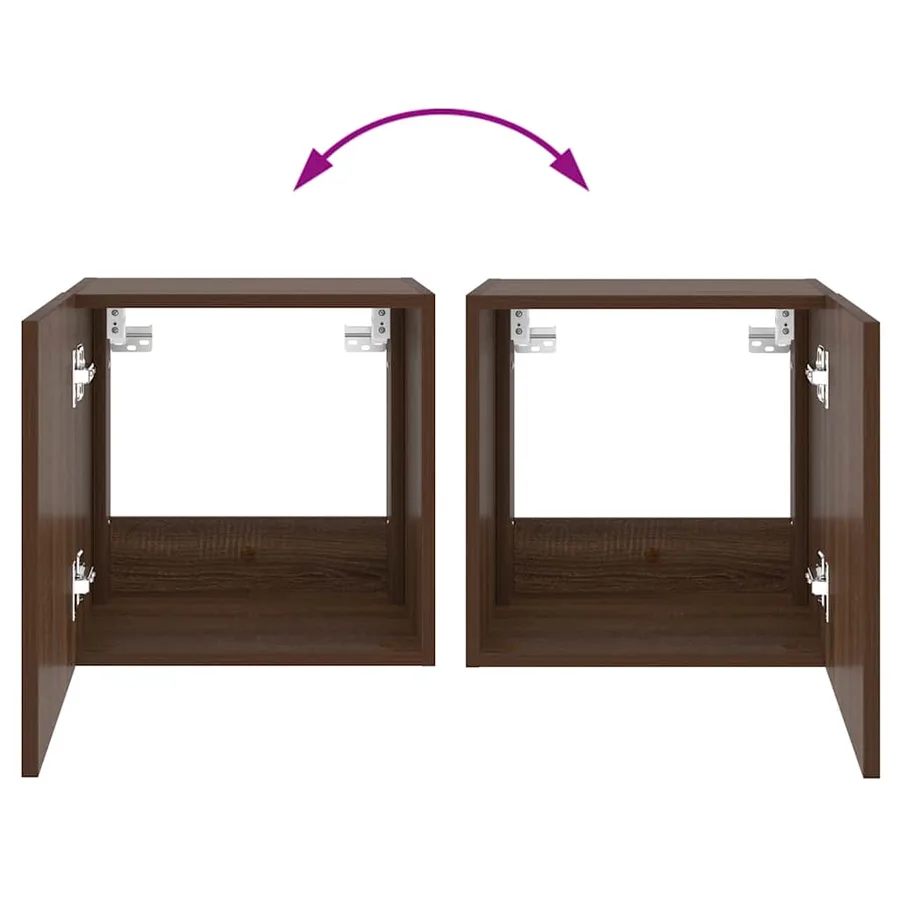 Meubles TV muraux lumières LED 2 pcs chêne marron 40,5x35x40 cm - 14