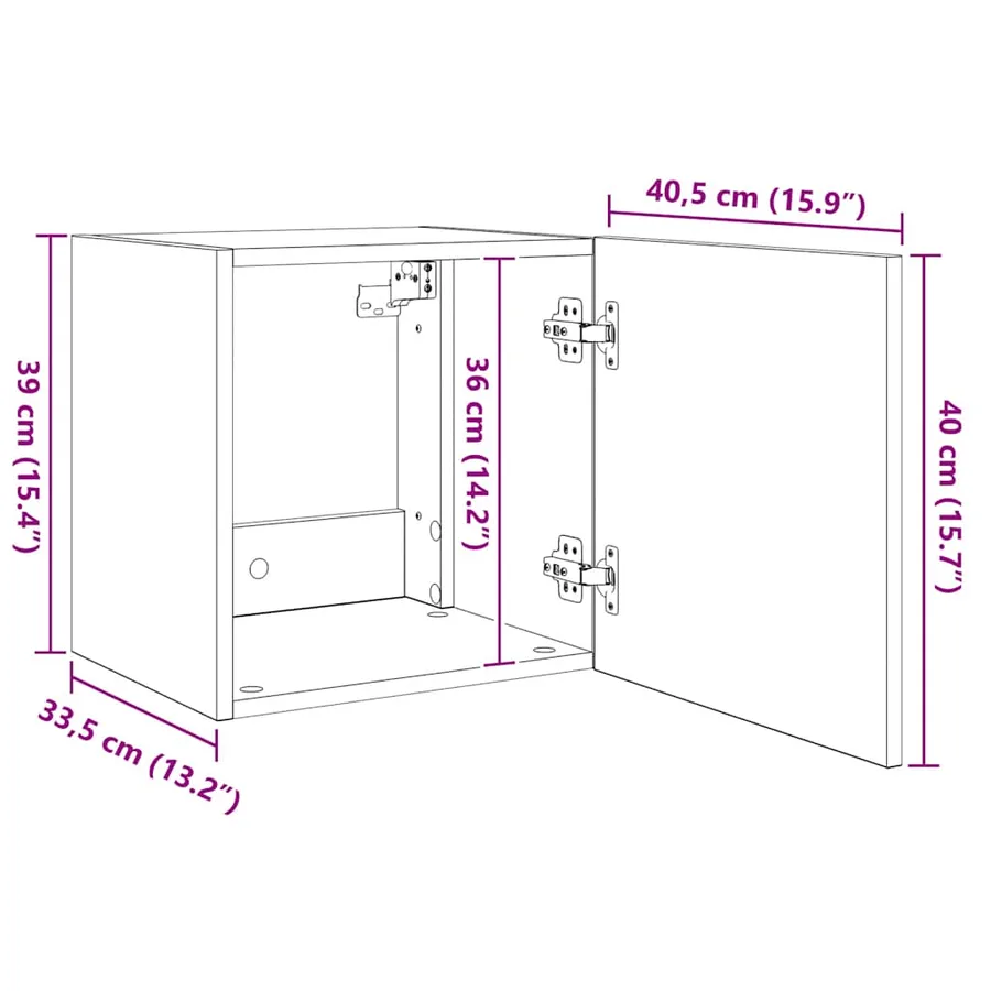 Meubles TV muraux lumières LED 2 pcs chêne marron 40,5x35x40 cm - 19
