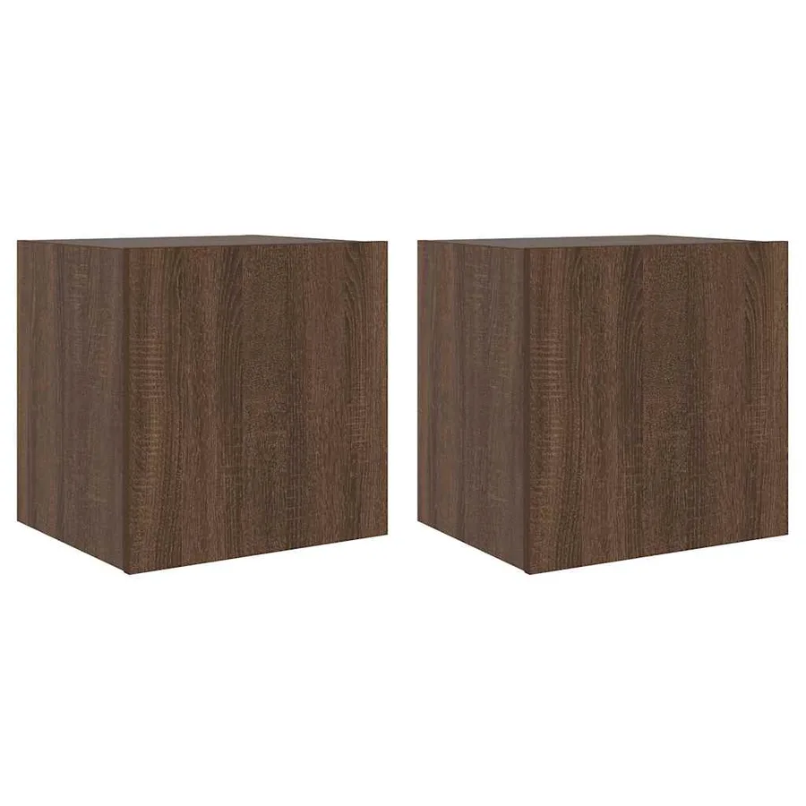 Meubles TV muraux lumières LED 2 pcs chêne marron 40,5x35x40 cm - 2