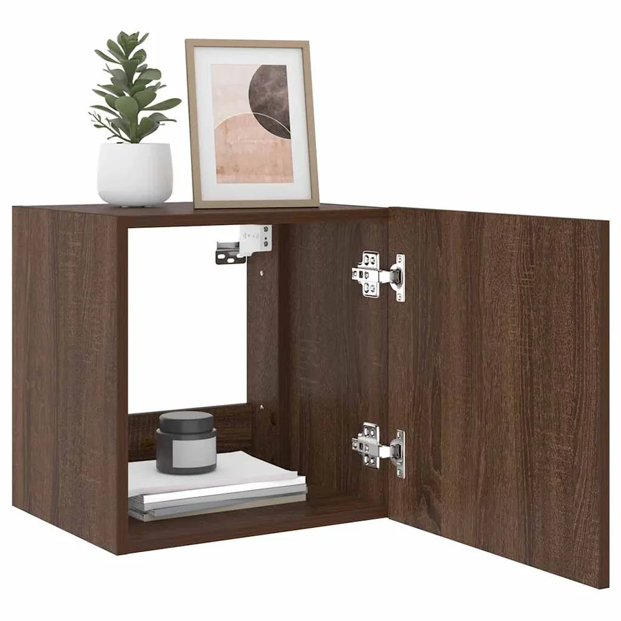 Meubles TV muraux lumières LED 2 pcs chêne marron 40,5x35x40 cm - 6
