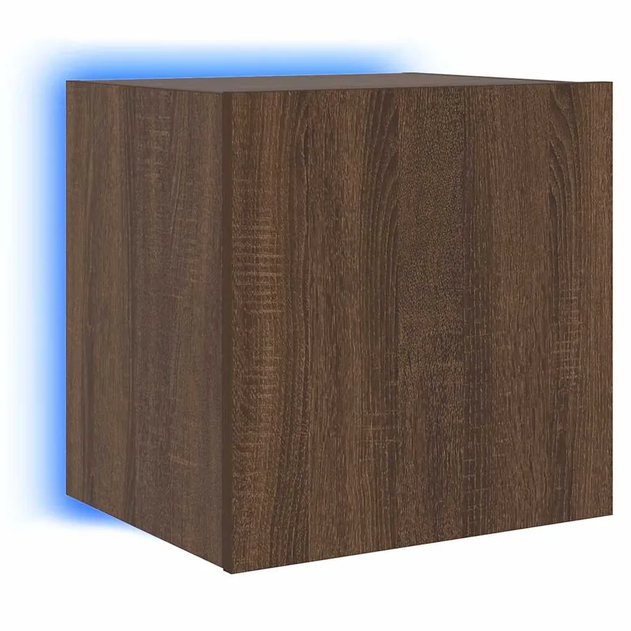 Meubles TV muraux lumières LED 2 pcs chêne marron 40,5x35x40 cm - 9