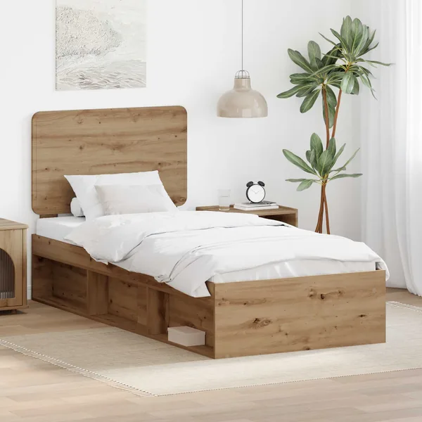 Cadre de lit Chêne artisan 75 x 190 cm Bois de pin massif