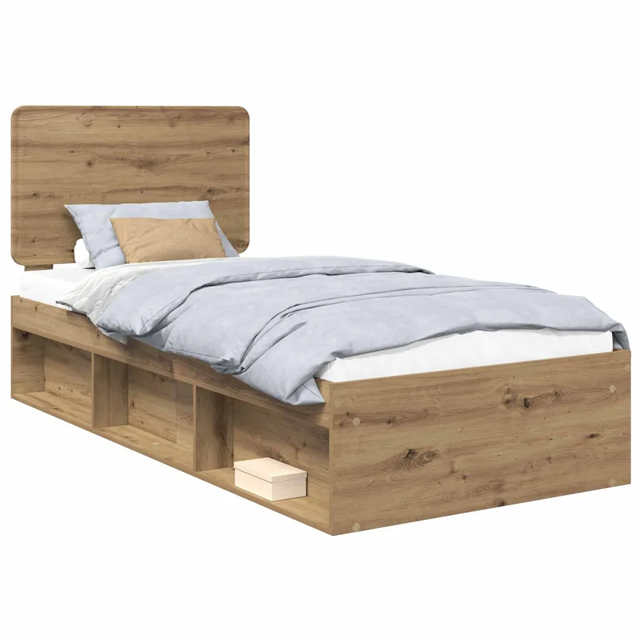 Cadre de lit Chêne artisan 75 x 190 cm Bois de pin massif - 2