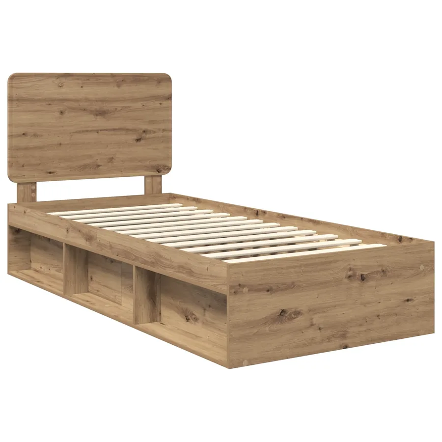 Cadre de lit Chêne artisan 75 x 190 cm Bois de pin massif - 4
