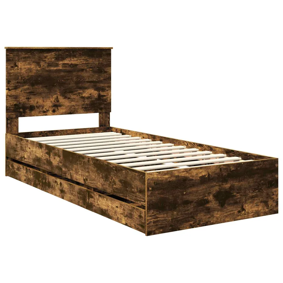 Cadre de lit Chêne fumé 100 x 200 cm Bois Ingénierie - 4