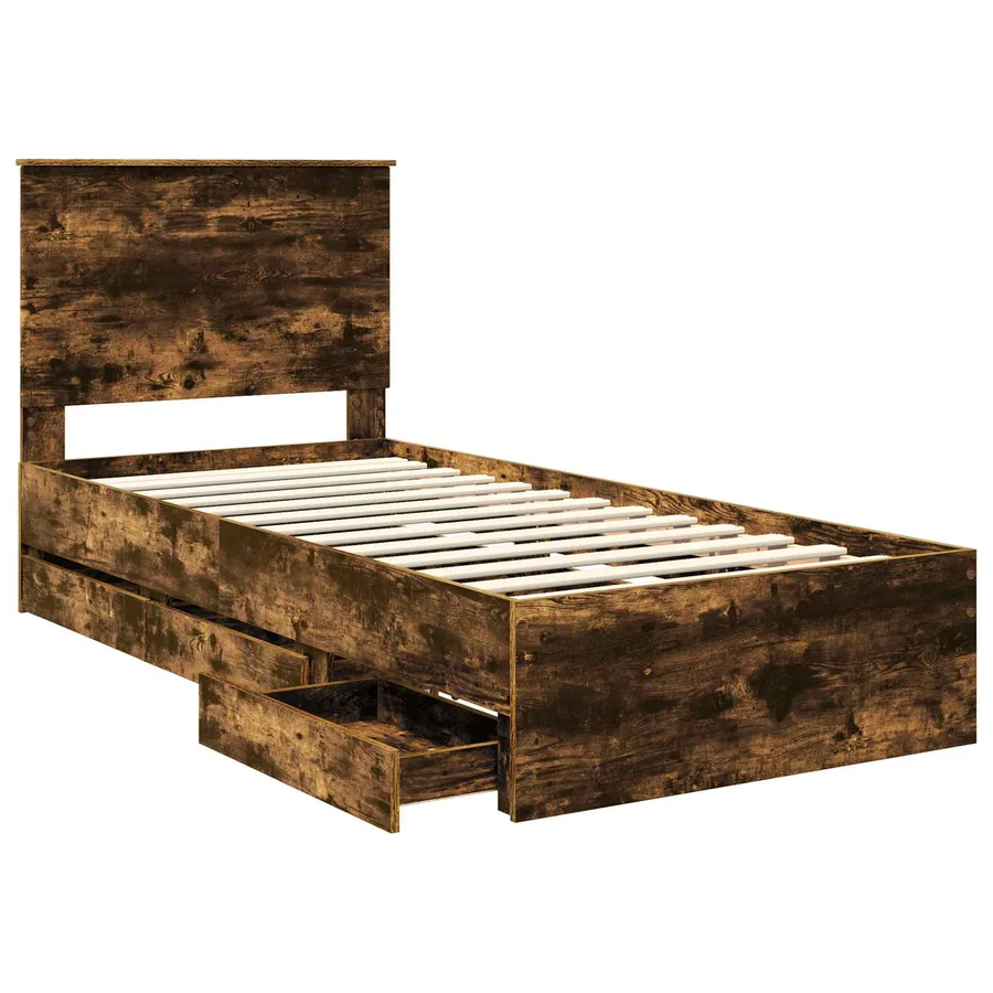Cadre de lit Chêne fumé 100 x 200 cm Bois Ingénierie - 5