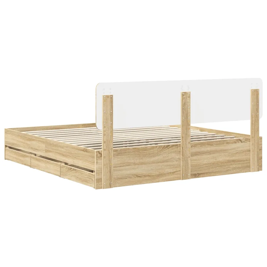 Cadre de lit Chêne Sonoma 200 x 200 cm Bois d’ingénierie - 10