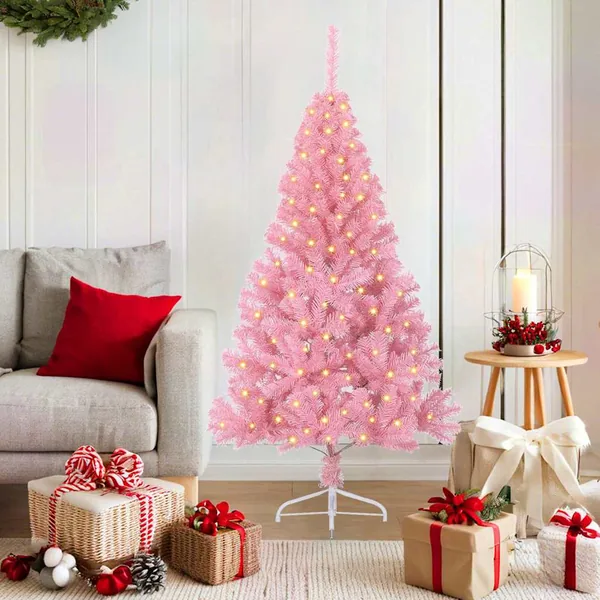 Sapin de Noël artificiel pré-éclairé Rose 150 cm PVC