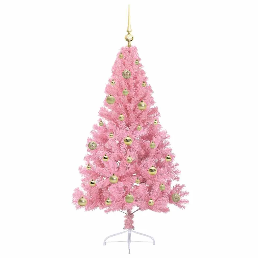 Sapin de Noël artificiel pré-éclairé Rose 150 cm PVC - 4