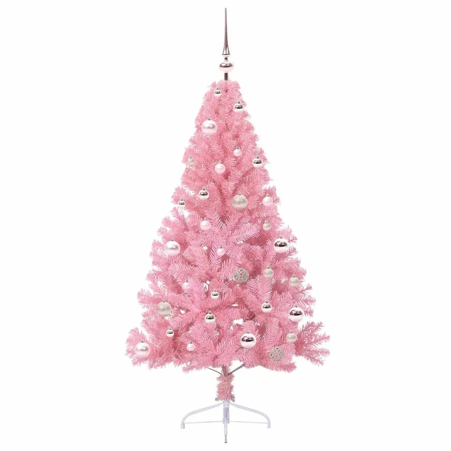 Sapin de Noël artificiel pré-éclairé Rose 150 cm PVC - 3