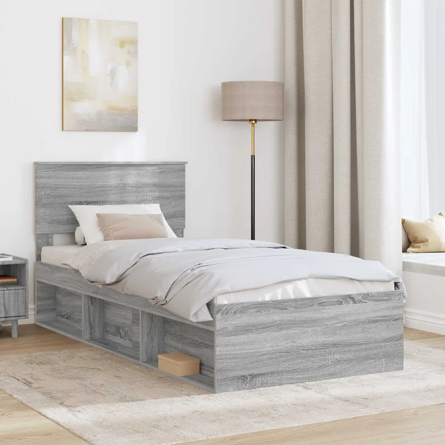 Cadre de lit Gris Sonoma 100 x 200 cm Bois d'ingénierie - 3