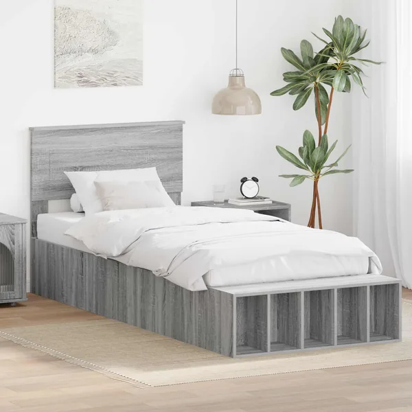 Cadre de lit Gris Sonoma 100 x 200 cm Bois d'ingénierie