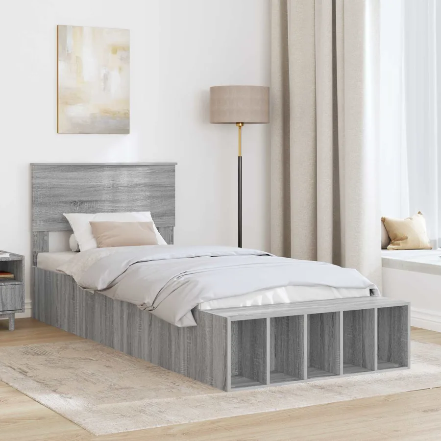 Cadre de lit Gris Sonoma 100 x 200 cm Bois d'ingénierie - 3