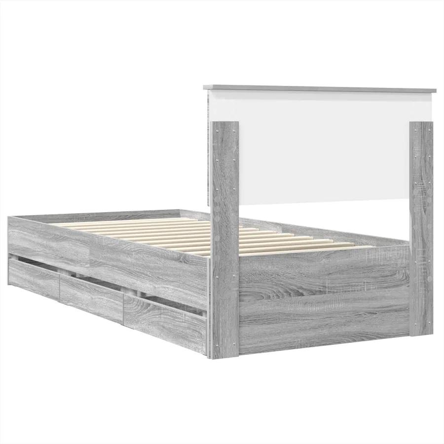 Cadre de lit Gris Sonoma 100 x 200 cm Bois Ingénierie - 10