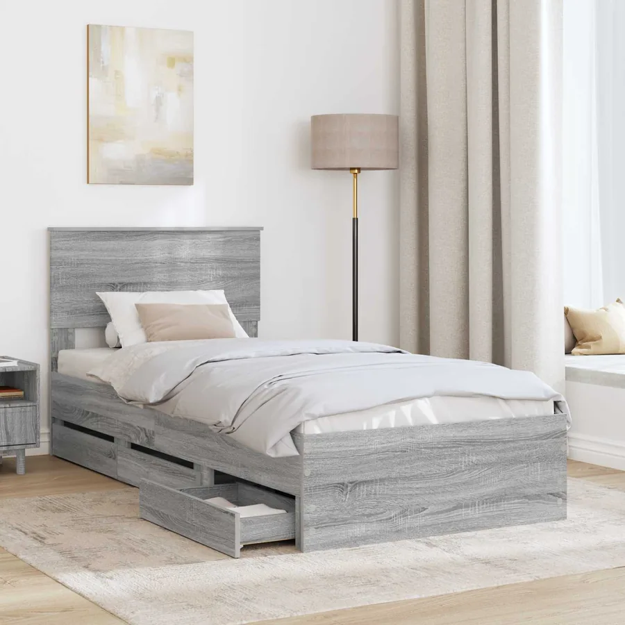 Cadre de lit Gris Sonoma 100 x 200 cm Bois Ingénierie - 3