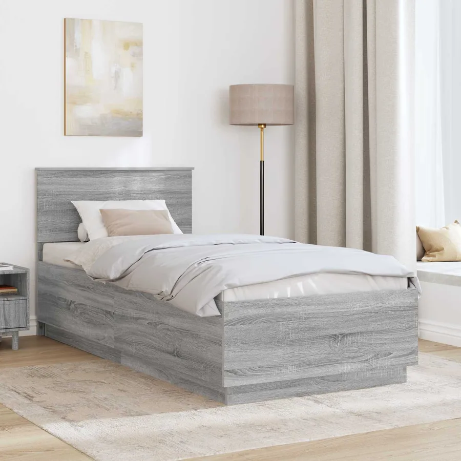 Cadre de lit Sonoma gris 100 x 200 cm Bois d'ingénierie - 3