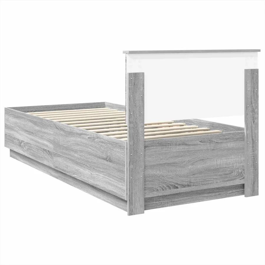 Cadre de lit Sonoma gris 100 x 200 cm Bois d'ingénierie - 9