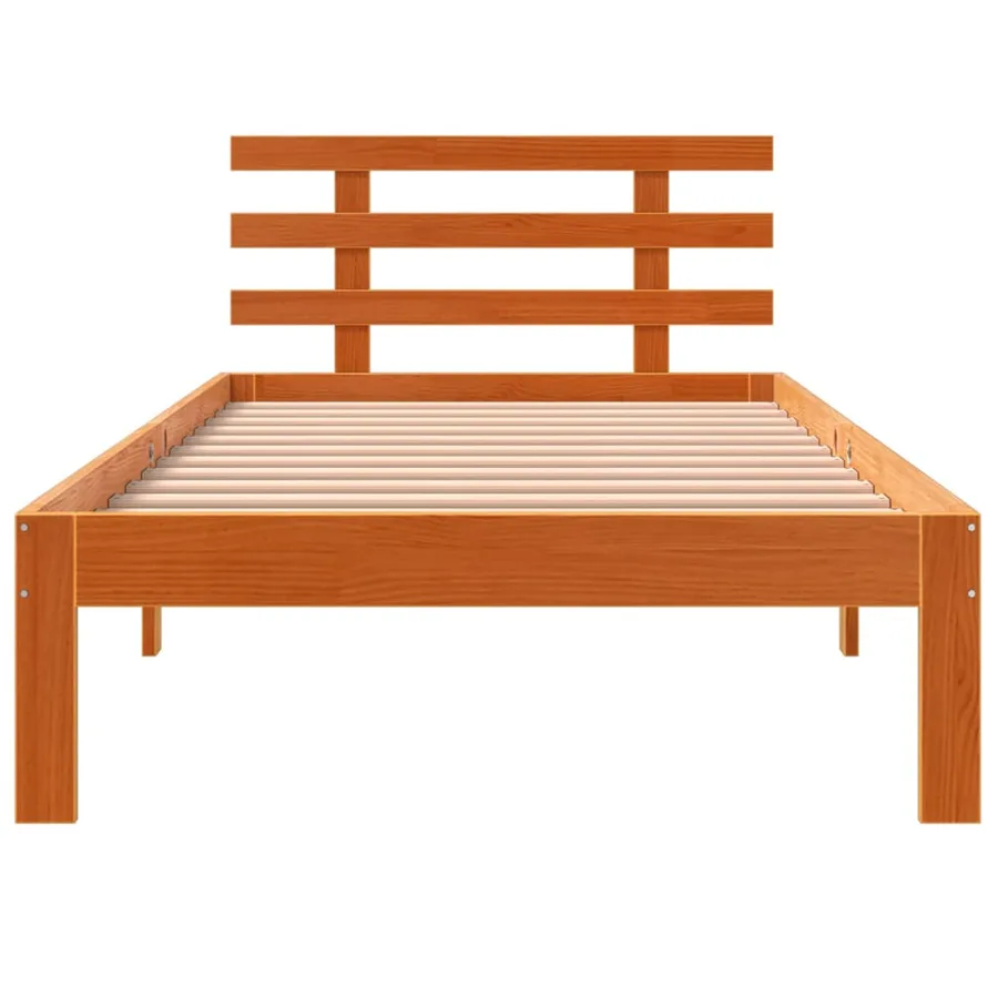 Cadre de lit sans matelas cire marron 75x190 cm bois pin massif - 4