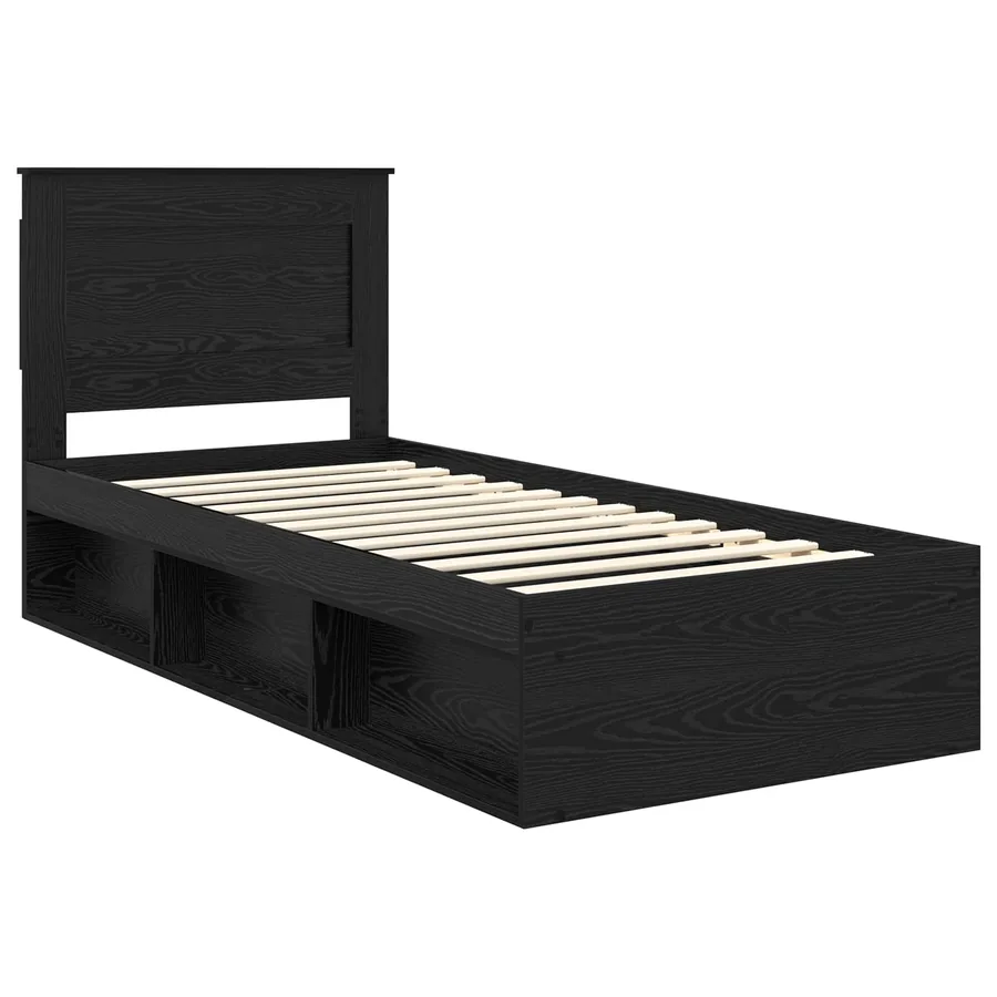 Cadre de lit avec tête de lit Noir 90 x 190 cm Pin massif - 4