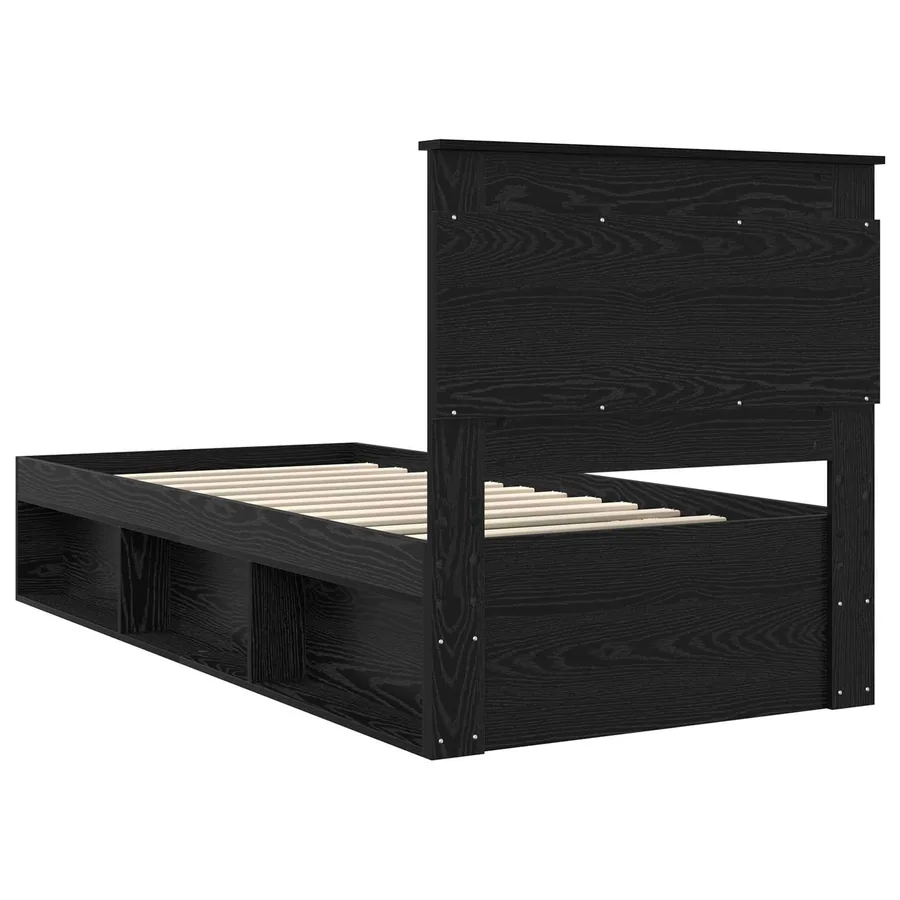 Cadre de lit avec tête de lit Noir 90 x 190 cm Pin massif - 9