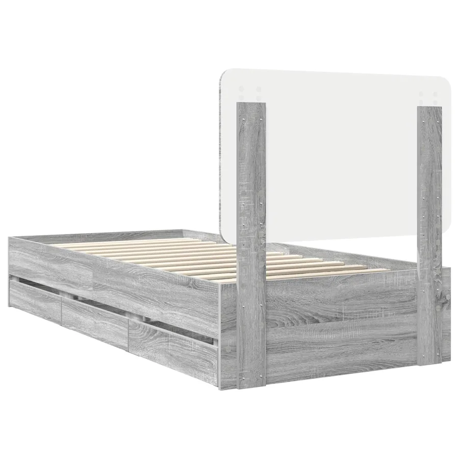 Cadre de lit Gris Sonoma 75 x 190 cm Bois Ingénierie - 10