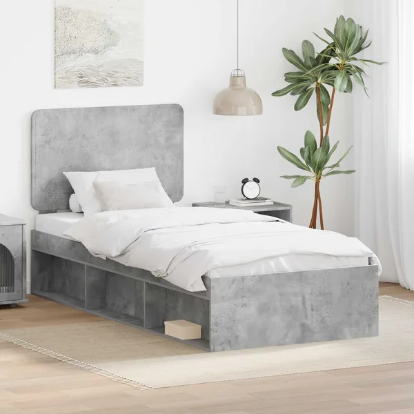Cadre de lit Gris Béton 100 x 200 cm Bois de pin massif