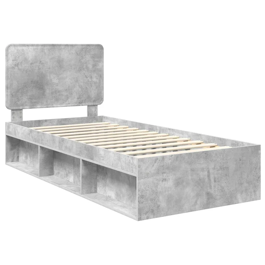 Cadre de lit Gris Béton 100 x 200 cm Bois de pin massif - 4