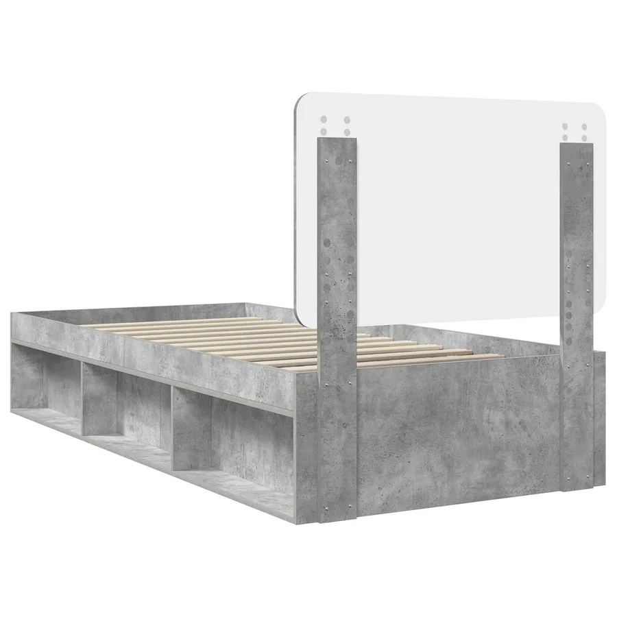 Cadre de lit Gris Béton 100 x 200 cm Bois de pin massif - 9