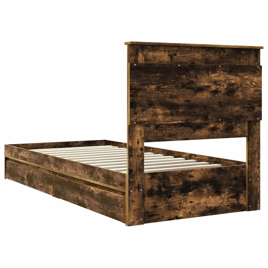 Lit de Rangement Chêne fumé 90 x 190 cm Bois d'ingénierie - 10