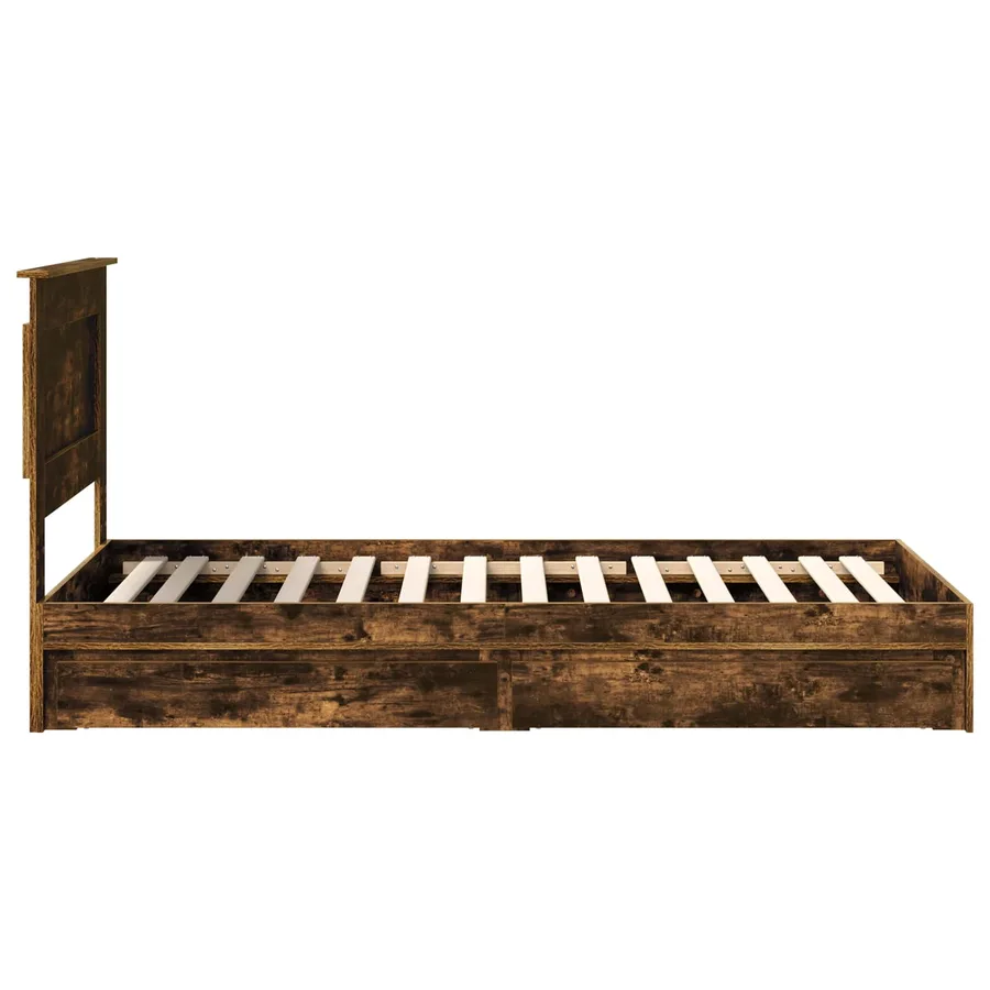 Lit de Rangement Chêne fumé 90 x 190 cm Bois d'ingénierie - 9