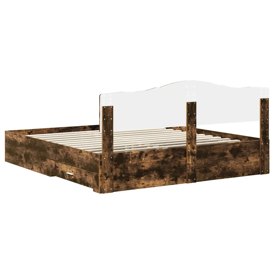 Cadre de lit Chêne fumé 200 x 200 cm Bois d'ingénierie - 10