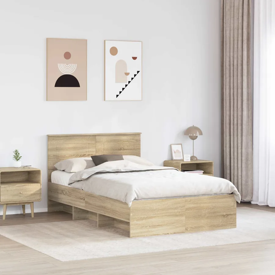 Cadre de lit Chêne Sonoma 137 x 203 cm Bois d'ingénierie - 3