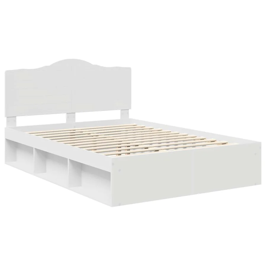 Cadre de lit avec tête de lit Blanc 140 x 200 cm Pin massif - 4