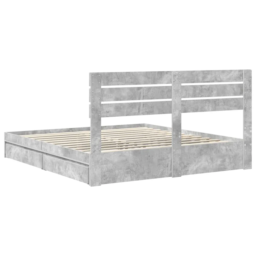 Lit de Rangement Gris béton 180 x 200 cm Bois d'ingénierie - 10