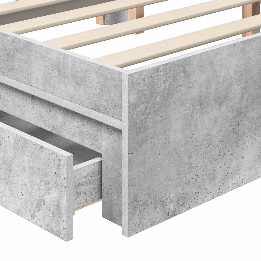 Lit de Rangement Gris béton 180 x 200 cm Bois d'ingénierie - 11