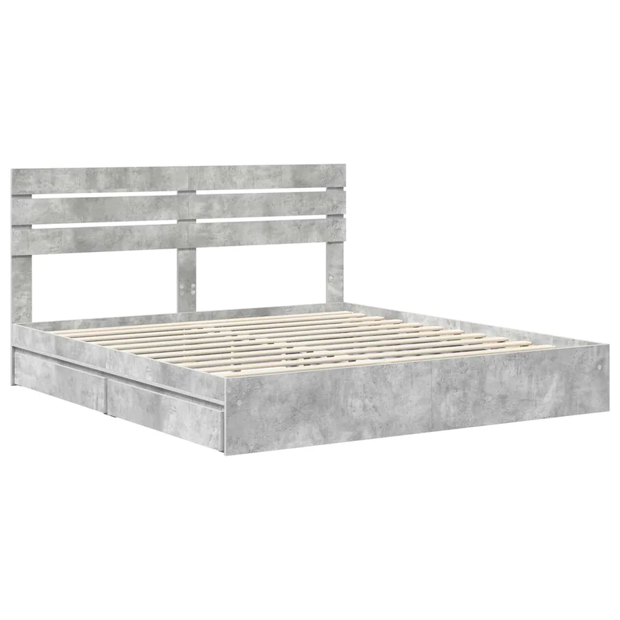 Lit de Rangement Gris béton 180 x 200 cm Bois d'ingénierie - 4