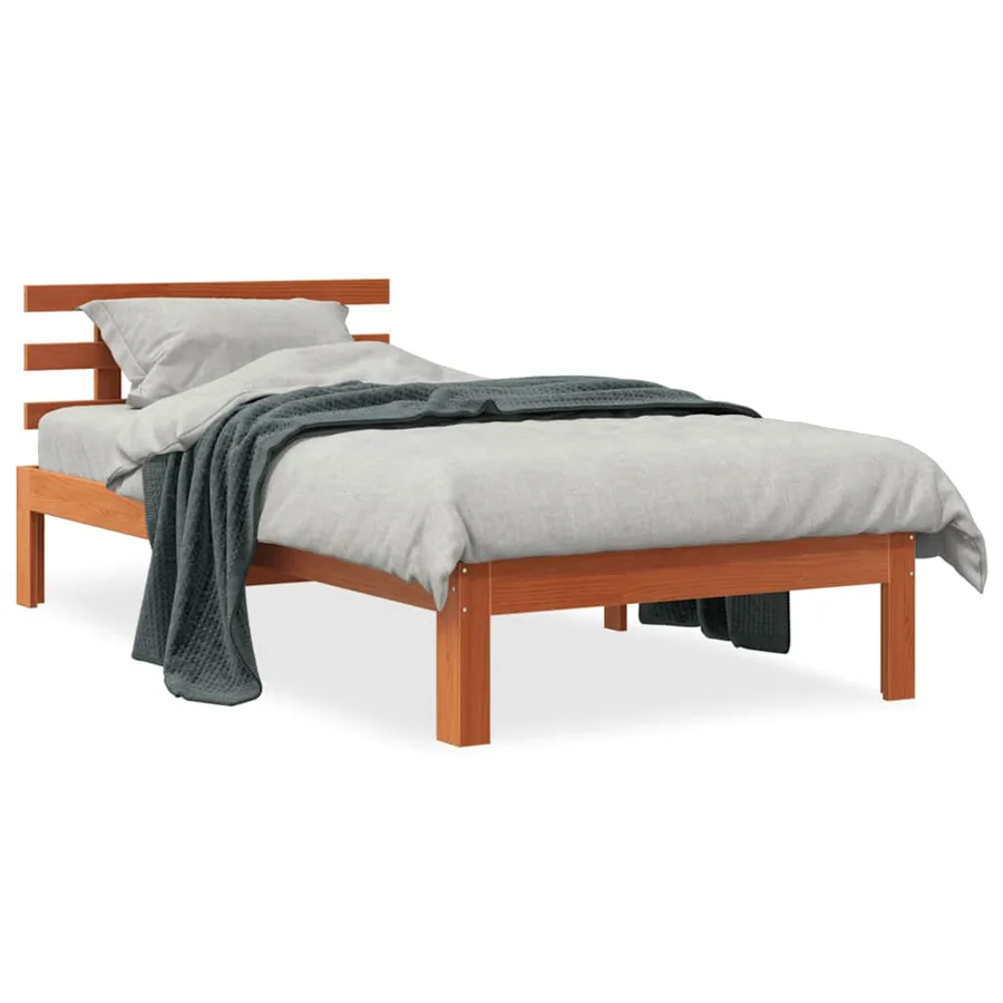 Cadre de lit sans matelas cire marron 100x200cm bois pin massif - 2