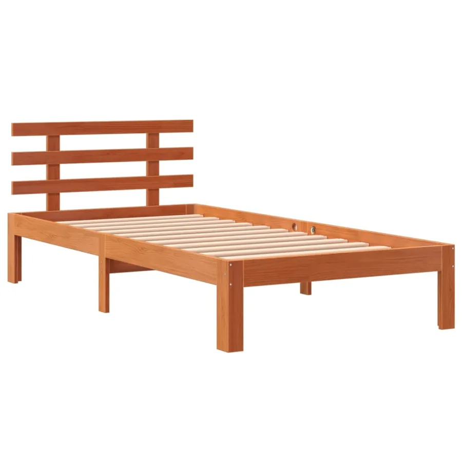 Cadre de lit sans matelas cire marron 100x200cm bois pin massif - 3