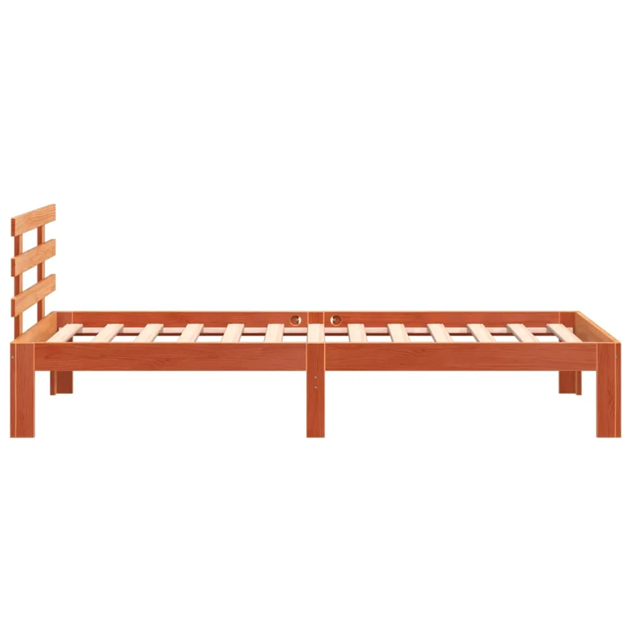 Cadre de lit sans matelas cire marron 100x200cm bois pin massif - 5