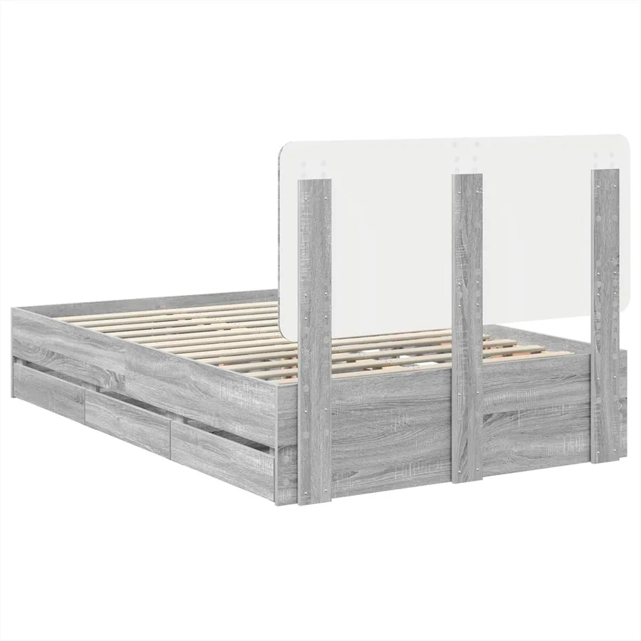Cadre de lit Gris Sonoma 120 x 190 cm Bois Ingénierie - 10