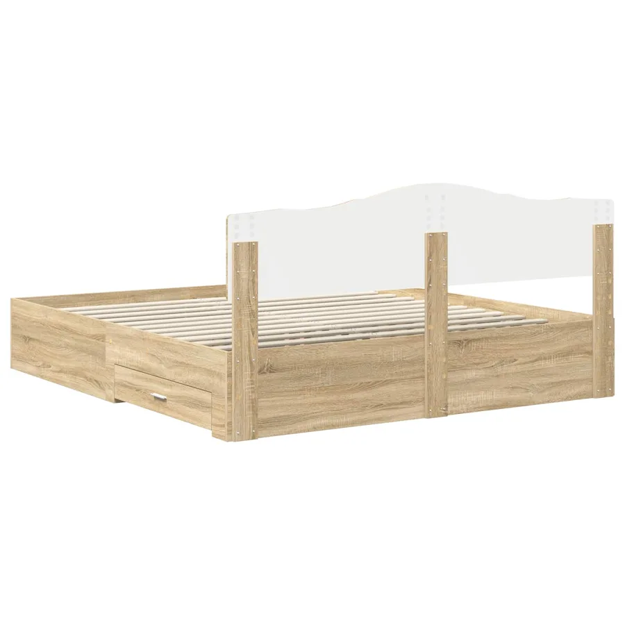 Cadre de lit Chêne Sonoma 200 x 200 cm Bois d'ingénierie - 10