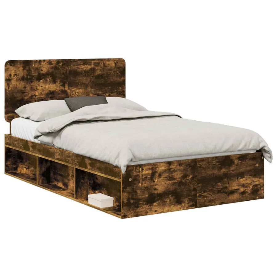 Cadre de lit Chêne fumé 120 x 190 cm Bois de pin massif - 2