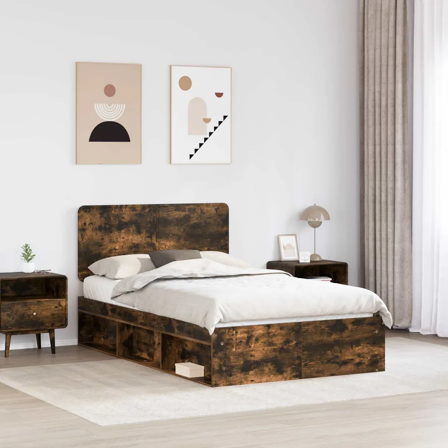 Cadre de lit Chêne fumé 120 x 190 cm Bois de pin massif - 3