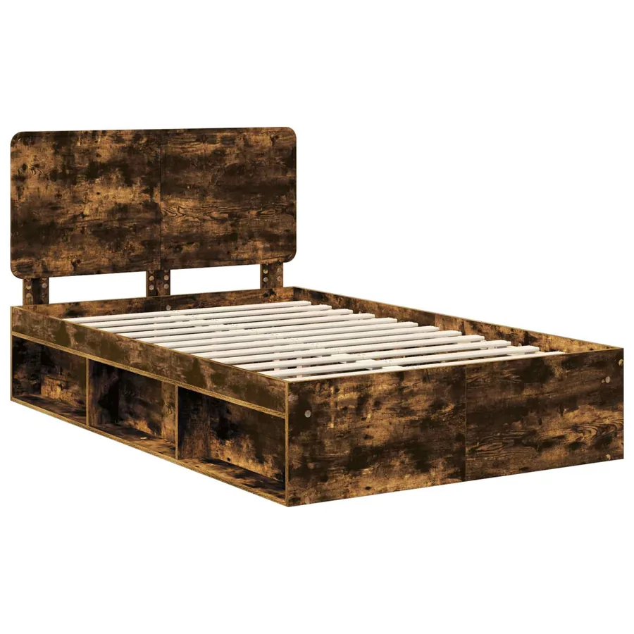 Cadre de lit Chêne fumé 120 x 190 cm Bois de pin massif - 4