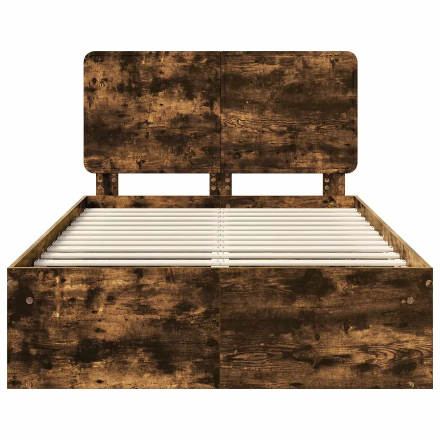 Cadre de lit Chêne fumé 120 x 190 cm Bois de pin massif - 7