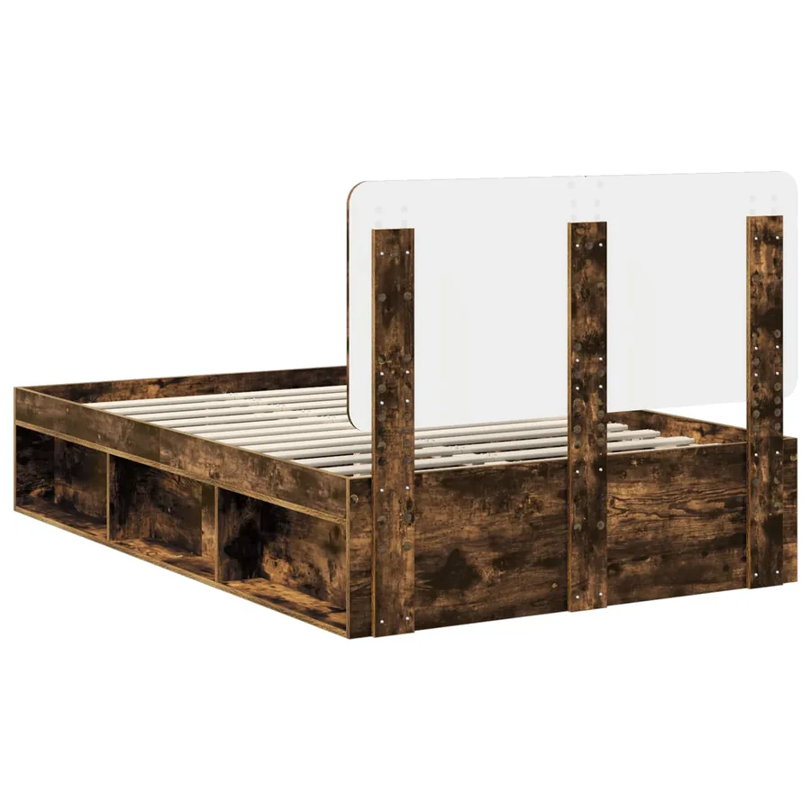 Cadre de lit Chêne fumé 120 x 190 cm Bois de pin massif - 9